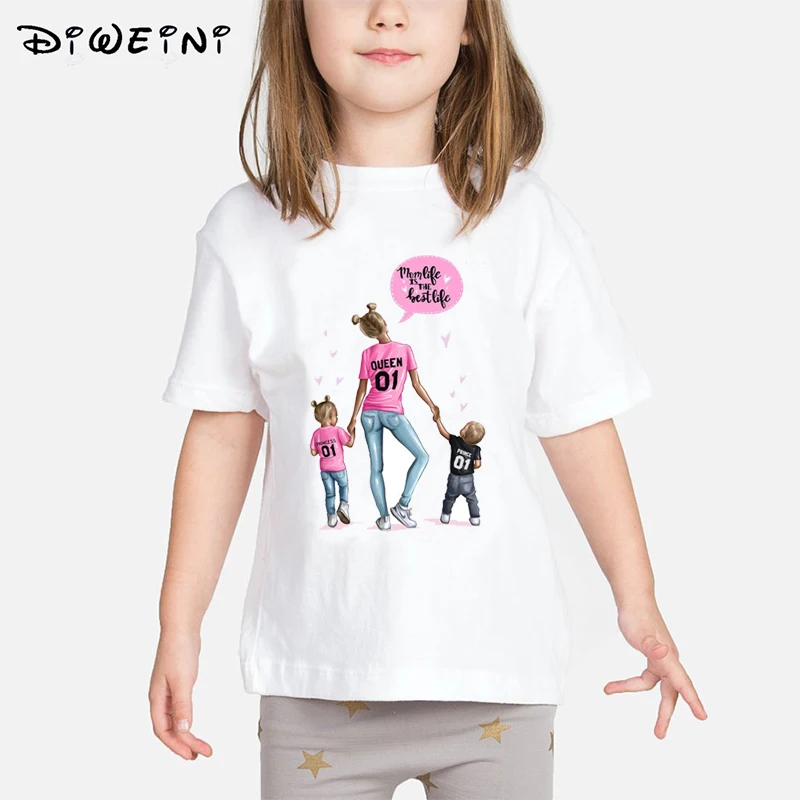

Mommy's Love Baby Girls T-shirt Super Mama Print Kids Clothing 2019 Vogue Child T Shirt 2-8 Years White Cotton Short Sleeve Tops