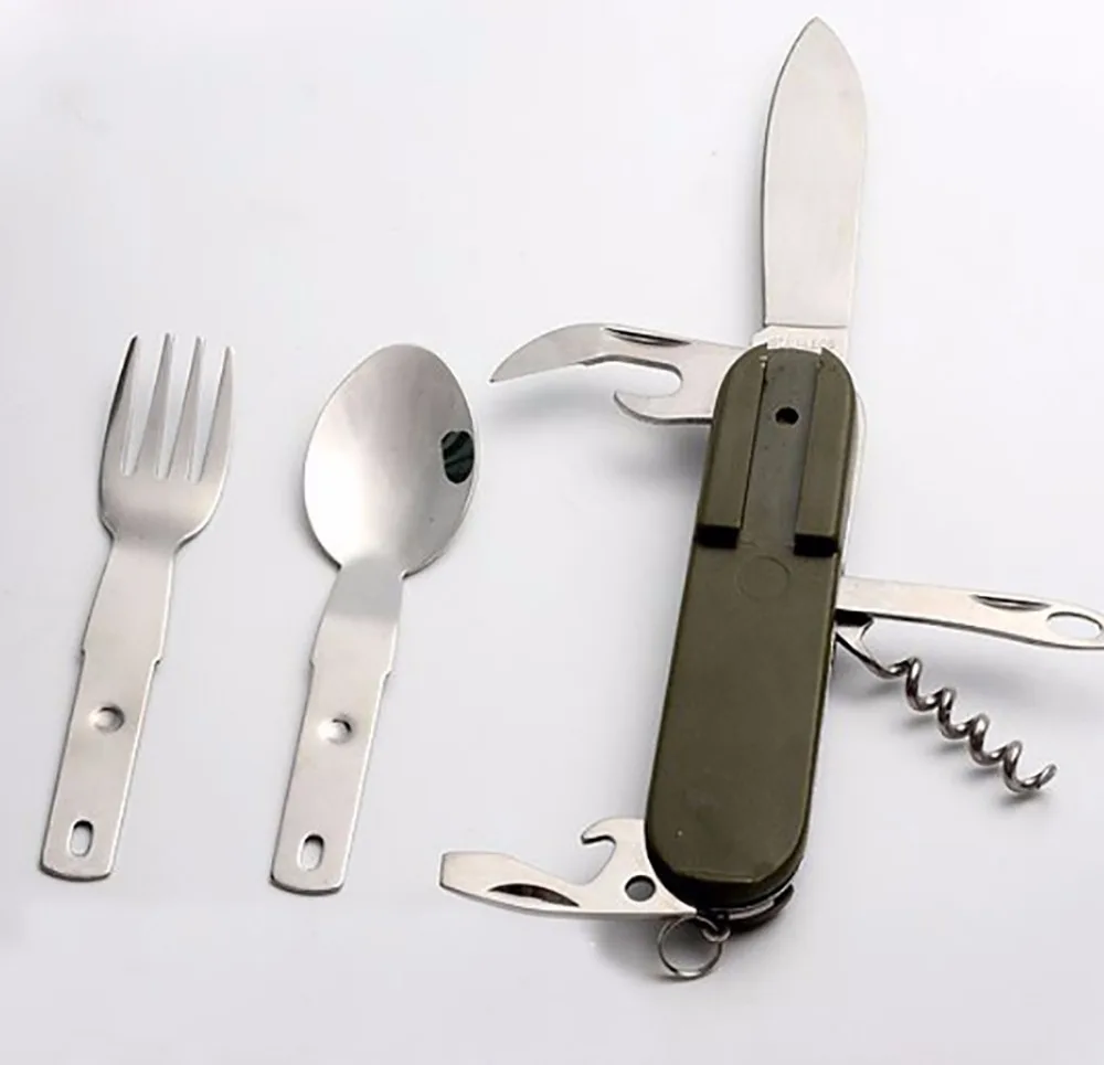 Multifunction Portable Tools Folding Cutlery Set with Fork Knives for