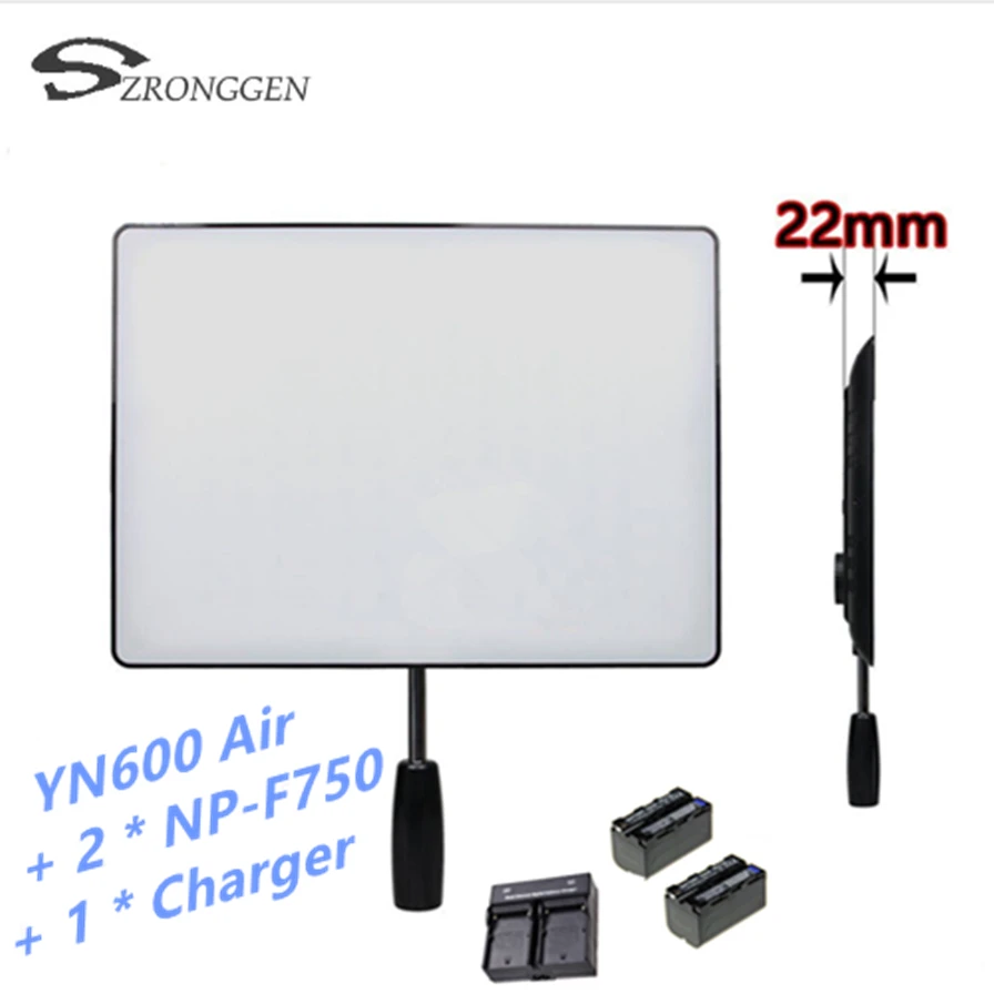 YONGNUO YN600 Air YN-600air 3200K-5500K LED Video Light с 2X NP-F750 батареей для Canon Nikon Pentax Olympus Samsung DSLR |