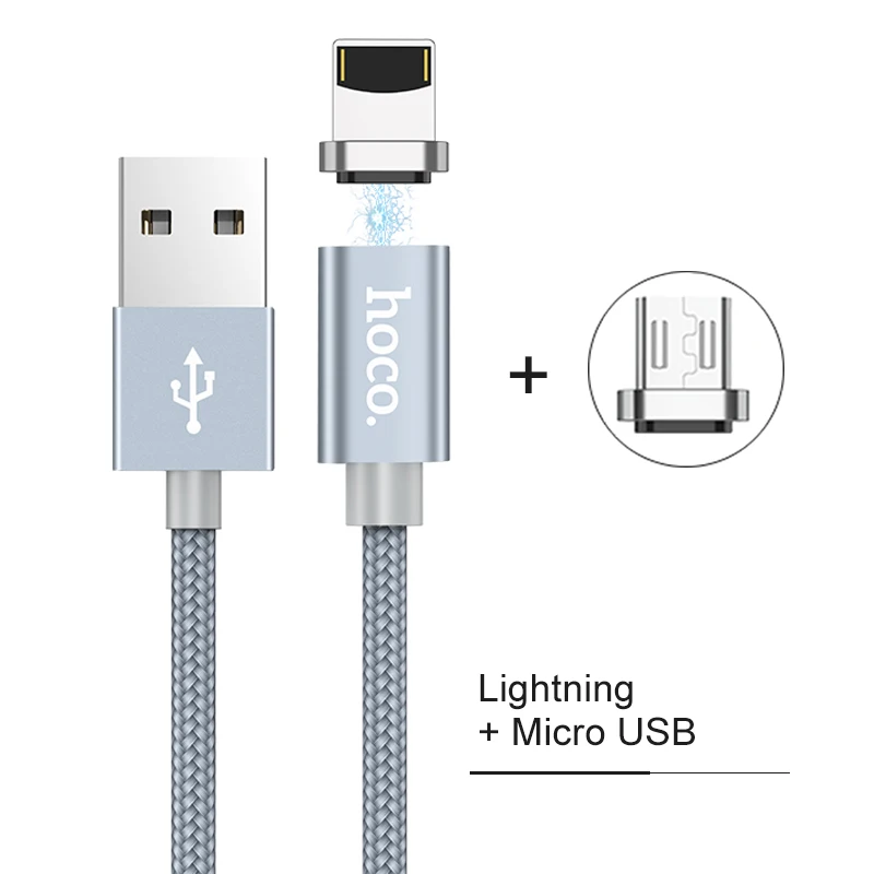 HOCO Micro usb type C Lightning 2 в 1 Магнитный кабель 2A кабель для быстрой зарядки и передачи данных пылезащитный переходник для Ipad кабели для мобильных телефонов