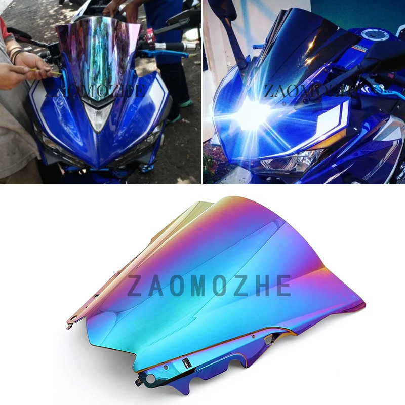 Ветровое стекло для Yamaha YZF R25 R3 2014 2015 2016 черное двойное зеркальное расстояние 14 15