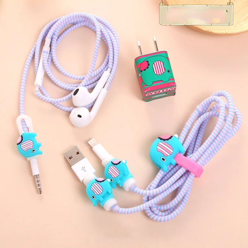 3 in 1 New Cable Winder TPU Spiral Cord Protection USB Charging Cable