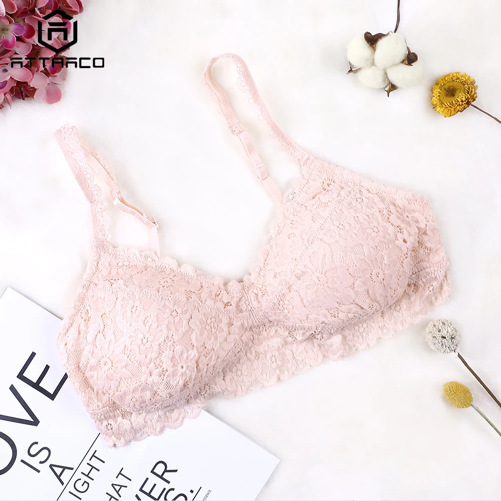 

Attraco Women's Wireless Padded Bra Thicken Sexy Floral Lace Bralette Comfort Bras