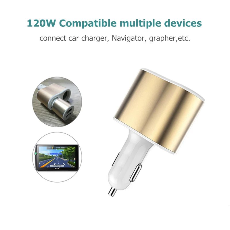 IPUMYNO 2.1A المزدوج USB شاحن سيارة مع 2 ولاعة السجائر مآخذ 120 واط الطاقة العالمي المحمول الهاتف اللوحي GPS DVR شاحن IPUMYNO 2.1A المزدوج USB شاحن سيارة مع 2 ولاعة السجائر مآخذ 120 واط الطاقة العالمي المحمول الهاتف اللوحي GPS DVR شاحن