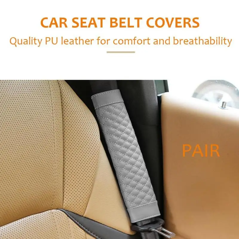 2pcs PU Leather Car Safety Seat Belt Cover Shoulder Selecting Leather for Comfort and Breath Pad Protection Padding Accessories