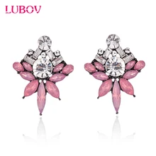 LUBOV красочный акриловый кристаллический камень серьги-гвоздики модные стразы женские серьги для пирсинга подарок на день рождения вечерние ювелирные изделия
