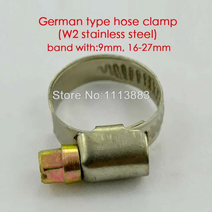 Пособия по немецкому языку Тип 9 мм ширина полосы W2 нержавеющая сталь хомутов трубы Зажимы (16-27 мм)