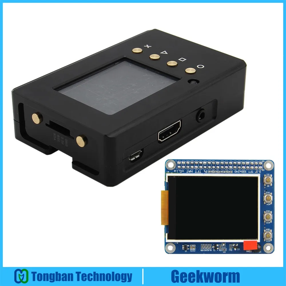 

2.2 inch High PPI TFT LCD Screen + Aluminum Alloy CNC Enclosure Case Box Kit for Raspberry Pi 3 Model B and Pi 2