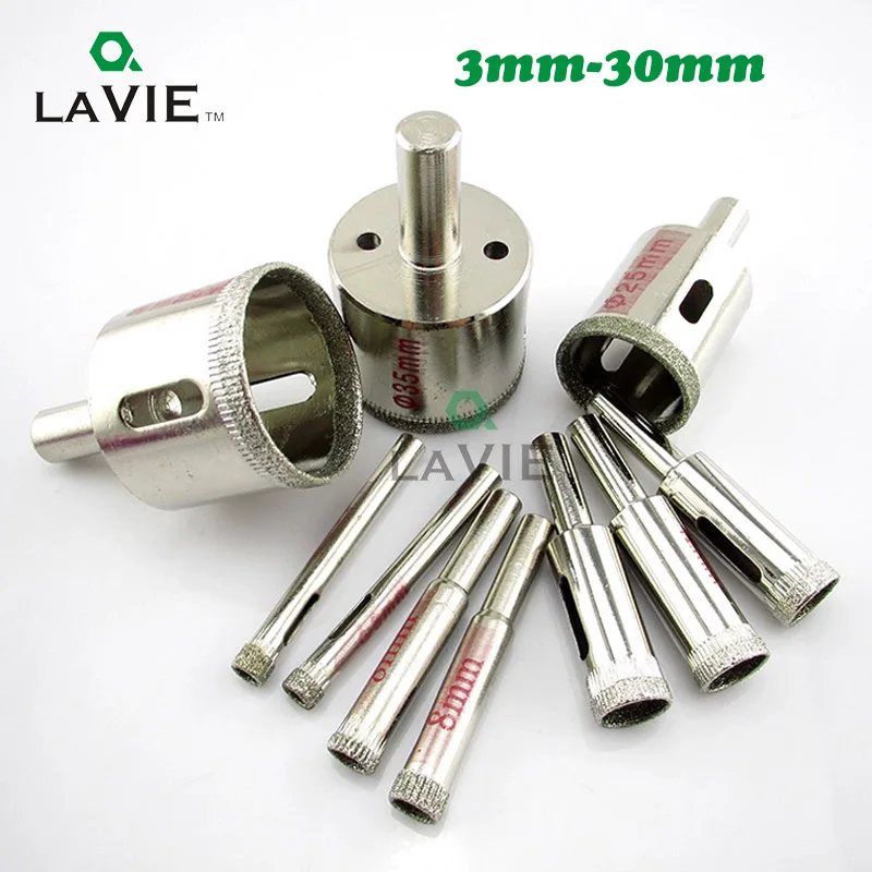 LA VIE 2pcs Glass Hole Saw 3mm-30mm Diamond Drill Bit Hole Saws Tile Ceramic Marble Granite M25 Power Tool Accessories DB02048 lerdge 3d printer parts heated bed clip platform clamp heatbed retainer glass plate fixing adjustable clips accessories 2pcs