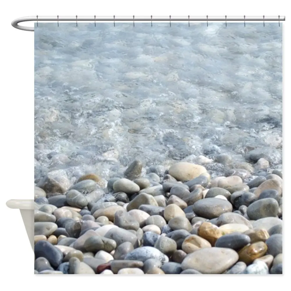 

Ocean pebbles Shower Curtain Mat Decorative Waterproof Polyester Fabric Bathroom Curtain Set Home Bath Decor Multi-size