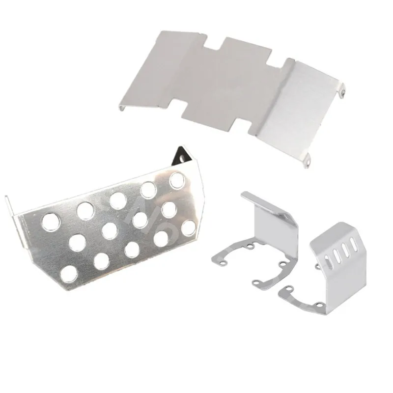 RC Cars AXIAL SCX10 II Stainless Steel Front Bumper Lower+Axle+Gearbox Mount Protection Skid Plate Set For 1/10 RC Crawler Car