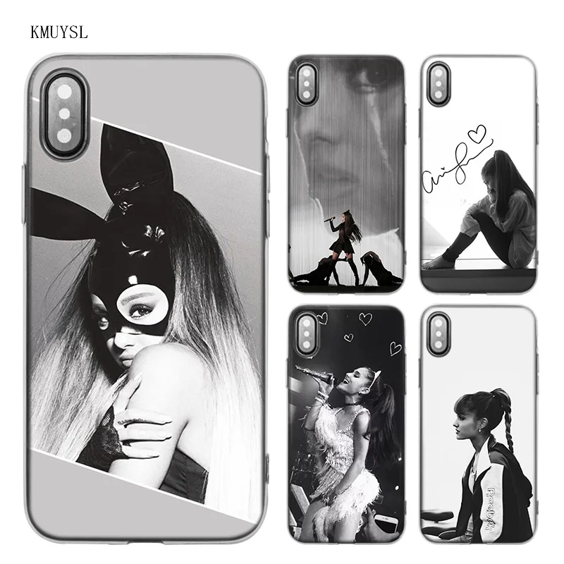 

KMUYSL Cat Ar Ariana Grande TPU Transparent Soft Case Cover for iPhone X 7 8 6 6s Plus 5 5S SE 5C