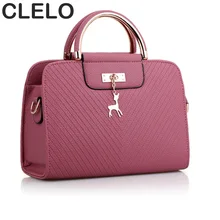 CLELO Fashion Women Shoulder Bags 2017 Casual Tote PU Leather Handbags Designer Messenger Bags Female Solid Red Crossbody Bag