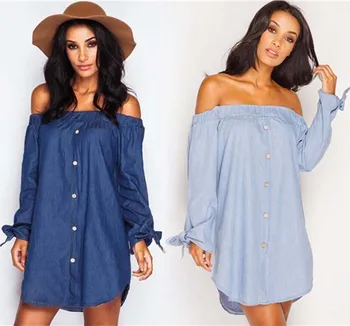 

2018 Cotton Long Real Blusas Femininas Women Tops 2018 Spring New Women's Wrist Bracelet Sexy Long-sleeved Cowboy Tie Shirt