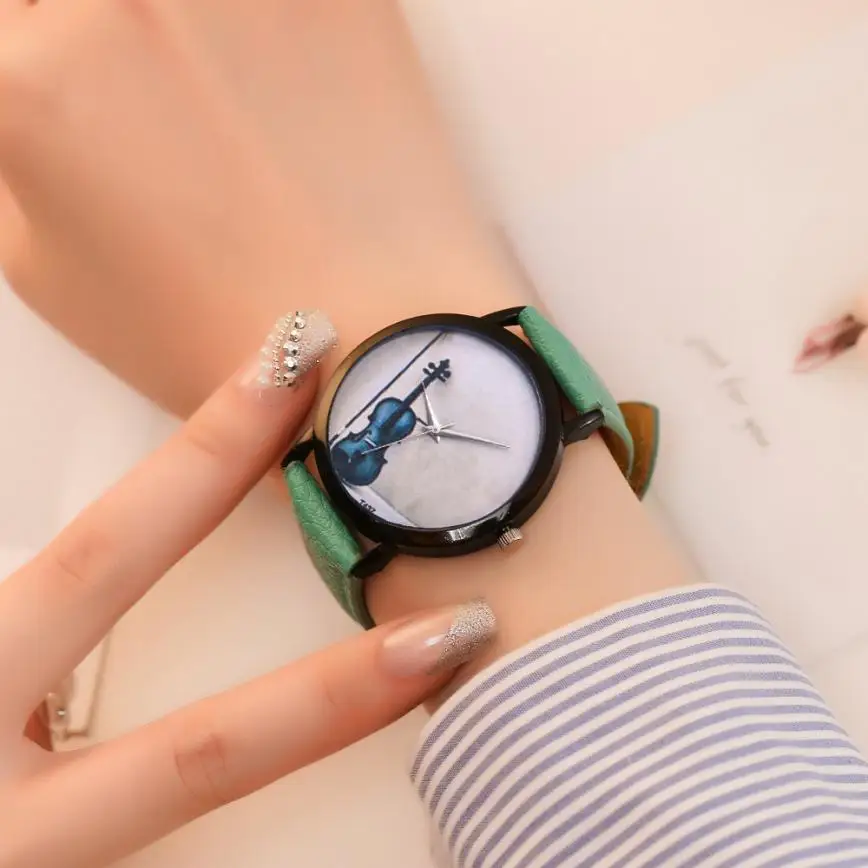 Goedkoop Muziekinstrument Kleurrijke vrouwen Quartz Horloges Fancy Temperament Casual Dames Horloges Eenvoudige Verjaardag Geschenken 2018 # D