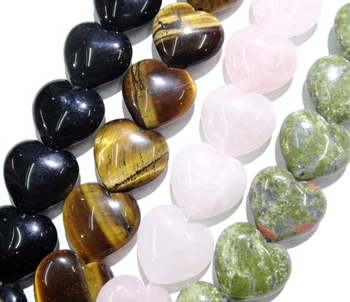 

25x25mm Natural stone crystal tiger eye Agates stone Heart shaped Bead for DIY Jewelry Making Bracelet pendant 8pcs strand