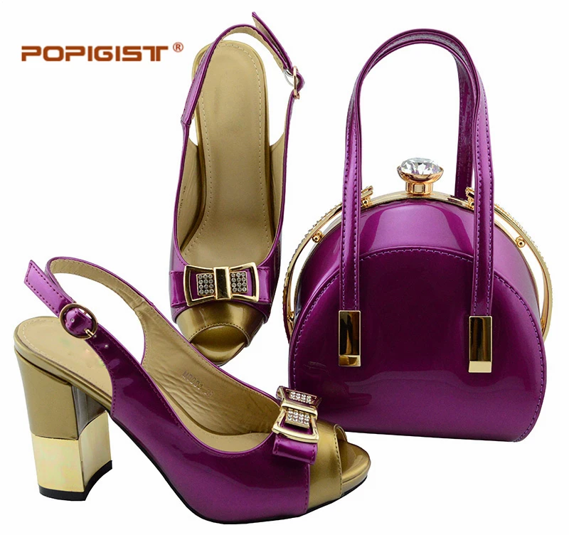 Newest 2018 Purple Color Italian African Wedding or Office Shoes and