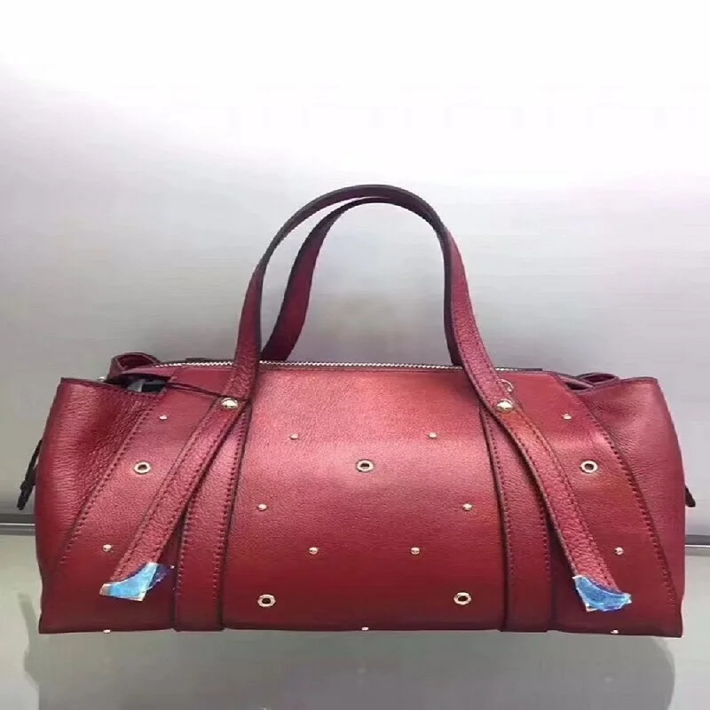 

Sheng lun lai 100% Genuine Leather Handbags Rivet Real Cow Leather Shoulder Bags Women Large Capacity Handbag Top-Handle Bags