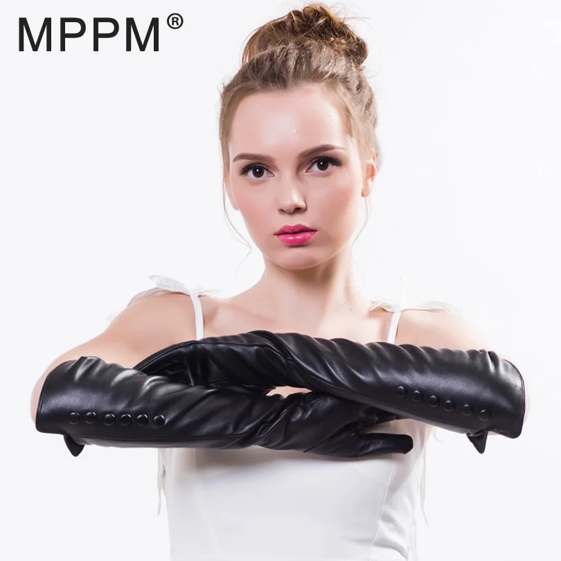 MPPM Модные Новые 2018 вечерние длинные перчатки из натуральной кожи для вечеринки в