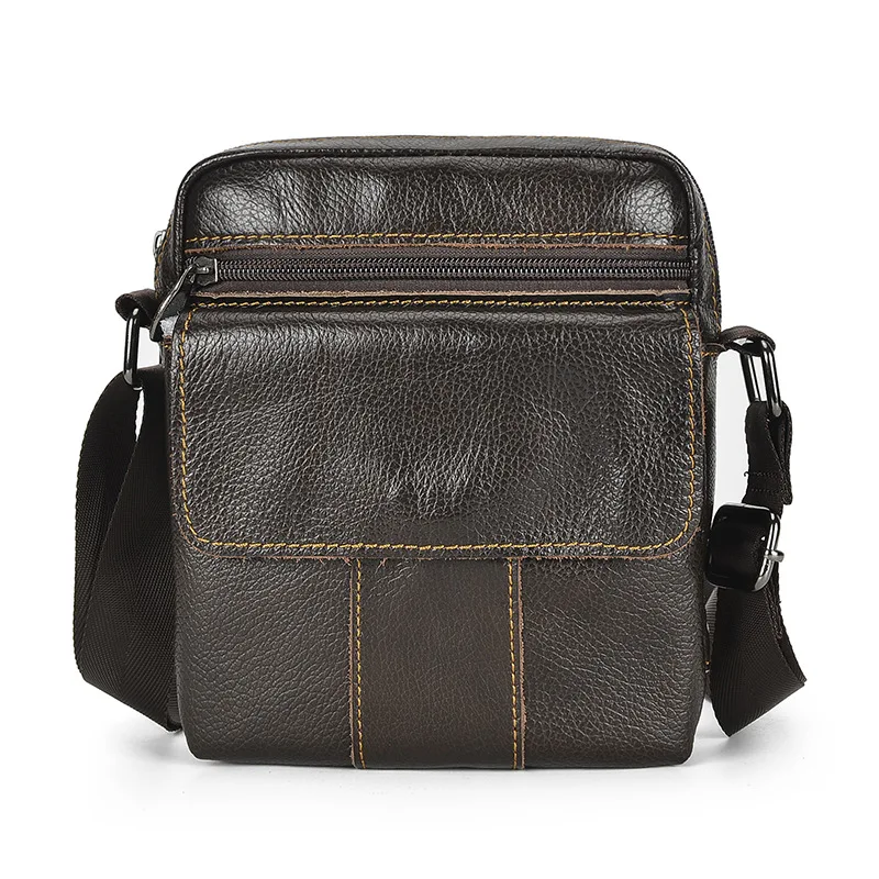 

Genuine Leather Men Business Messenger Bag Zipper Design Solid Crossbody Bags Mens Large Capacity Coffee Shoulder Bag for Man