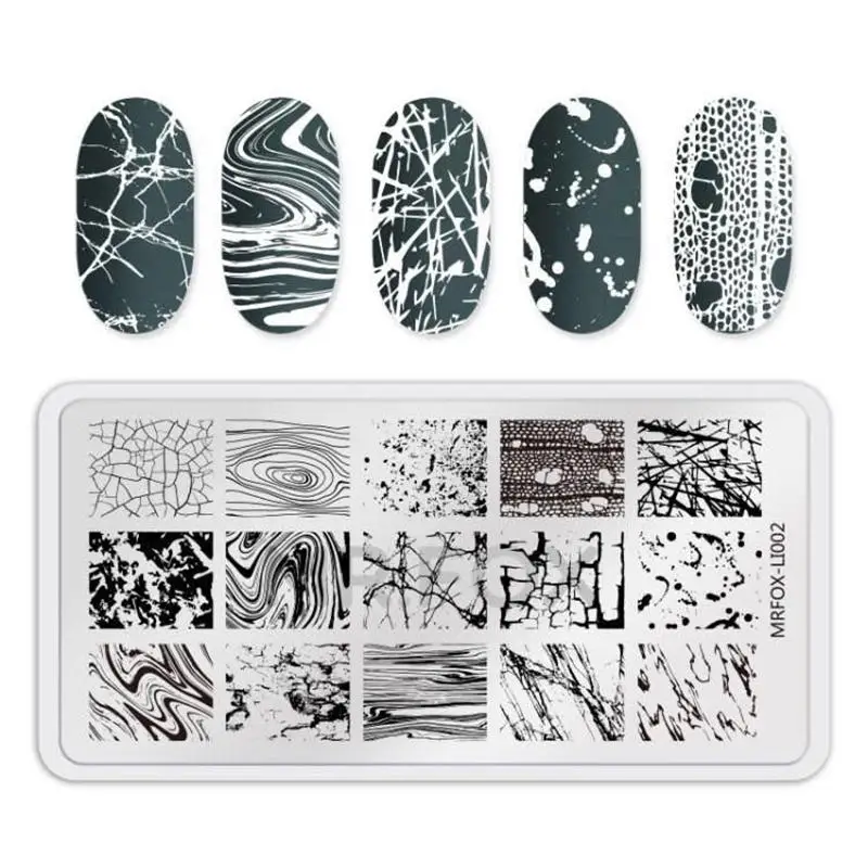 

1PCS Geometry Waves Nail Stamping Plates Rectangle Crack Pattern Nail Art Stamp Image Plate Template Manicure Stencil Nails Tool