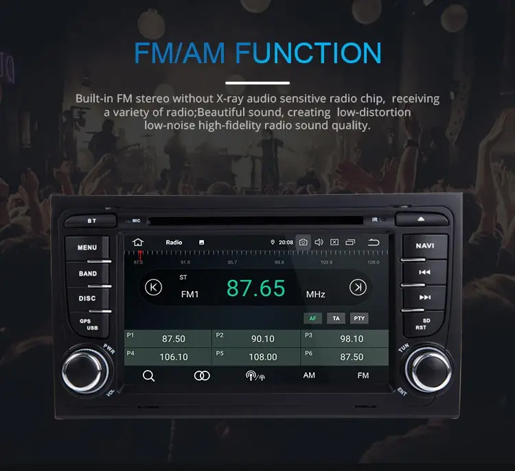 Top JDASTON Android 9.0 Car DVD Multimedia Player For AUDI A4 2002-2008 GPS Navigation 2 Din Car Radio Audio 4G+64G Steering wheel 7