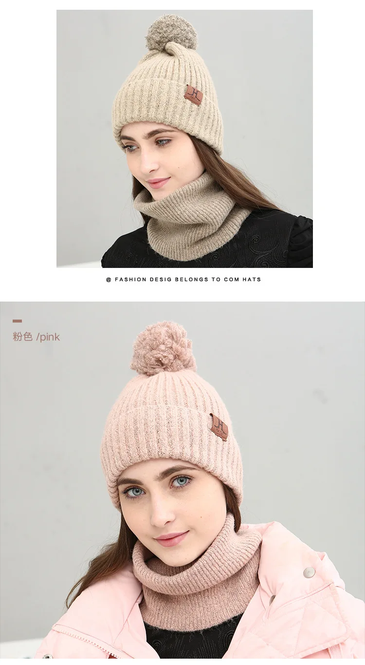 Женские зимние вязаные шапки с помпоном, шарфы, перчатки, набор модной хлопковой толстой теплой шали для девочек, женские Молодежные перчатки с полными пальцами