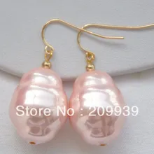 Hj 00217 20 мм розовый райс южного моря Жемчужина мотаться серьги