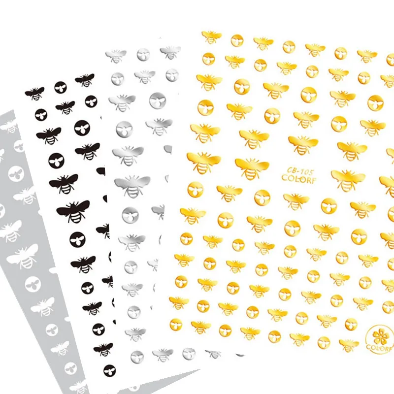 Новинка CB-105 пчелы черно-белые 3d наклейки для дизайна ногтей модные английские буквы шаблон Наклейка MAGICO