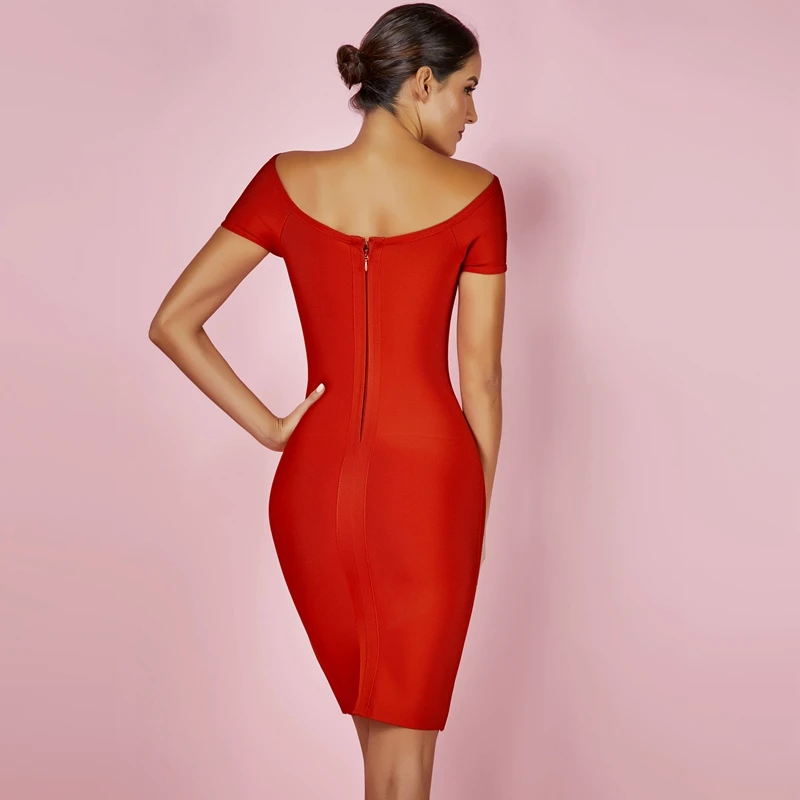 Ocstrade Новинка искусственный шелк высокое качество вырезать Для женщин облегающее Бандажное платье сексуальное трикотажное платье с открытыми плечами облегающее платье для вечеринок красное платье