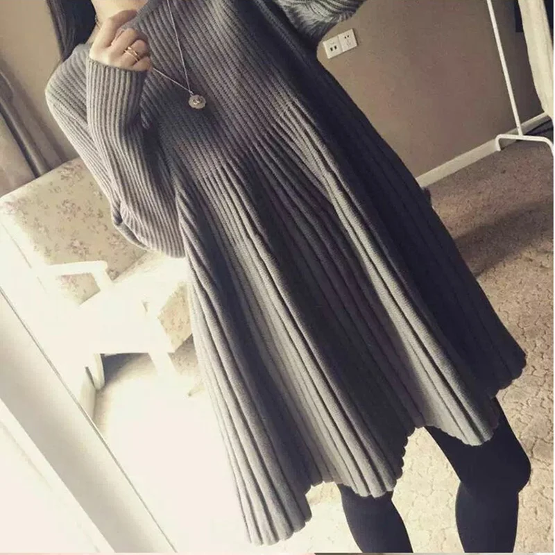 Осенне-зимнее женское Модное Новое L-3XL женское платье-свитер с длинными рукавами 200 кг, трикотажное платье средней длины для женщин y19