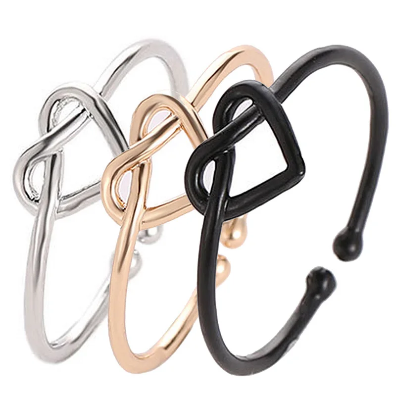 

Japanese And Korean Temperament Simple New Hollow Love Heart Opening Ring Jewelry Simple Gifts For Women Men
