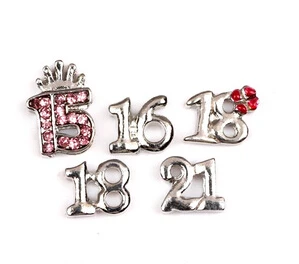 

100PCS/lot Mix Celebrate Birthday Number 15 16 18 21 Floating Locket Charms For Magnetic Memory Lockets