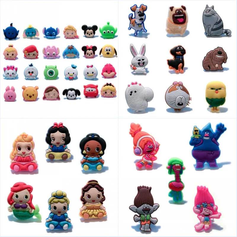 

100pcs Cute Cartoon PVC Shoe Charm Hot Anime Buckles Accessories Fit Bracelets Croc JIBZ Kids Xmas Gifts