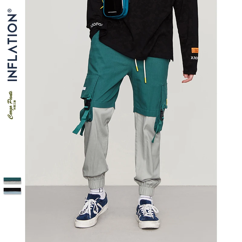 Новинка, осенне-зимние мужские брюки-карго, мужские брюки в стиле хип-хоп, мужские цветные брюки с несколькими карманами, 93302W