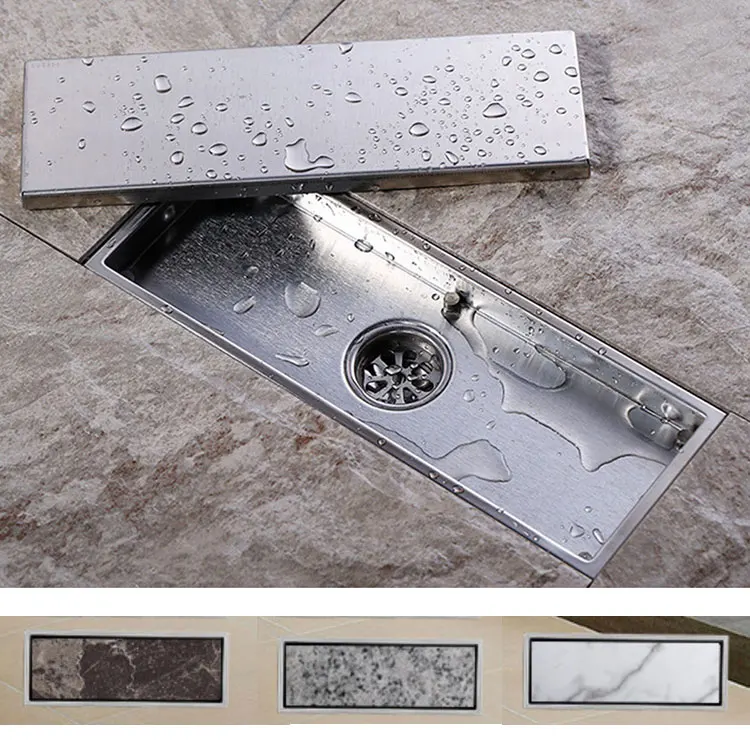 SUS304 Invisible 30x11cm Bathroom Floor Drain Waste Grate Shower Drainer 