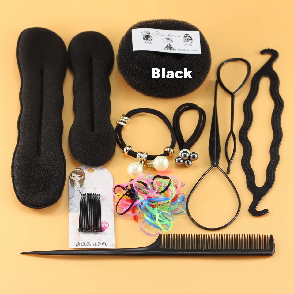 

69pcs/Lot hot sale Women's Magic Foam Sponge Hairdisk Hair Device Donut Quick Messy Bun Updo Headwear Normal and Ribbon type