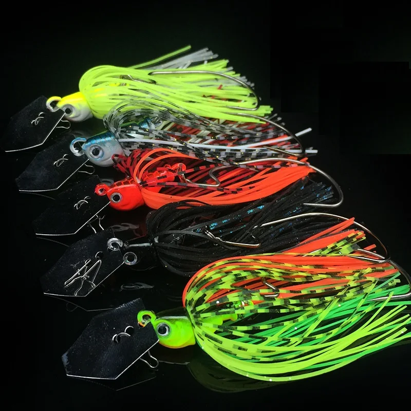 WATERBOY 7cm 10g Slicone Tail Chatterbait Vibrating Wobble Fishing Jig Lure-0