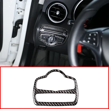 

Real Carbon Fiber Headlight Switch Frame Trim Stickers For Mercedes Benz C Class W205 GLC X253 GLC260 C180 C200 2015-19 Car Auto