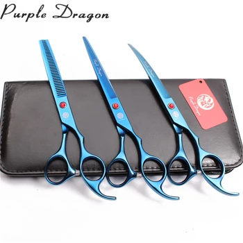 

20Sets 7" Wholesale Purple Dragon Puppy Grooming Scissors Straight Scissors Thinning Shears Dog Curved Shears Pet Scissors Z3003