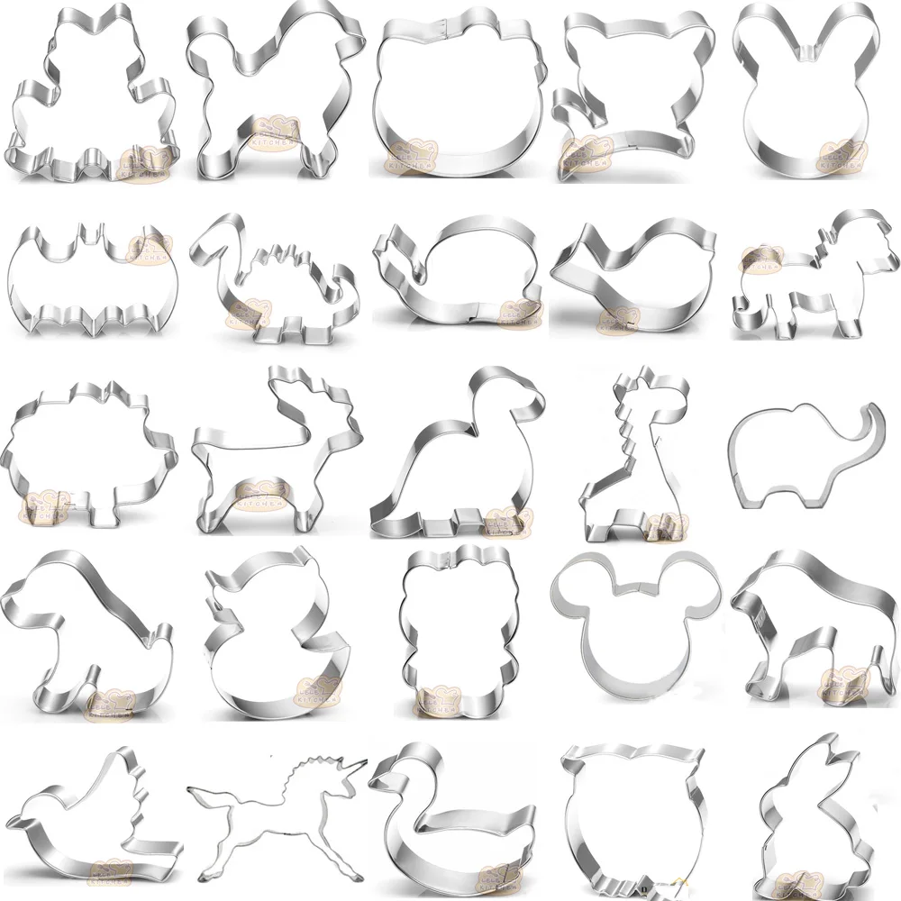 Cartoon Animal Dog Bird Horse Duck Cat Stainless Steel Cookie Cutter Fruit Cutting Die Cupcake Stamp Biscuit Pastry Mold 1pcs cookie cutter baking mold cookie mould pastry cutter