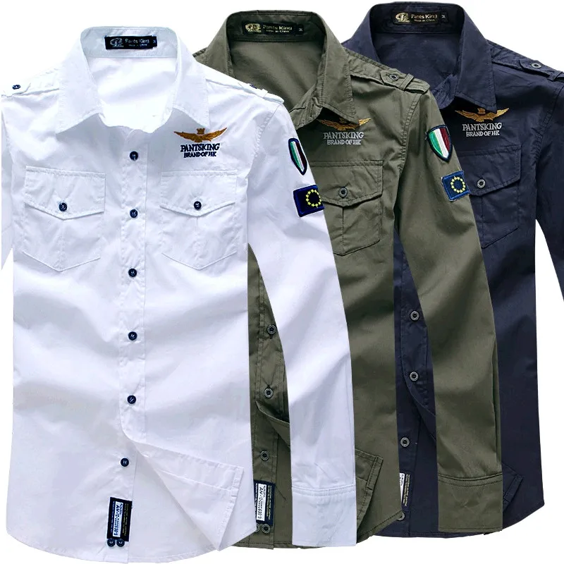FFXZSJ бренд Для мужчин рубашка в стиле милитари Для мужчин с длинным рукавом Slim fit camisa masculina хаки Army green рубашка Высокое качество рубашка Для