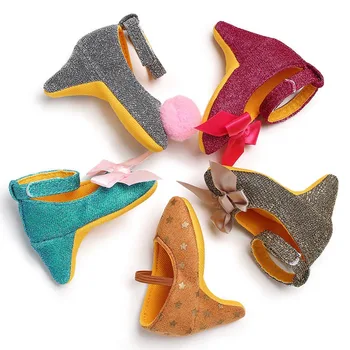 

Newborn Infant Baby Girls Shoes High Heels for Photos Princess Toddler Bow Crib Shoes 0-12M Casual