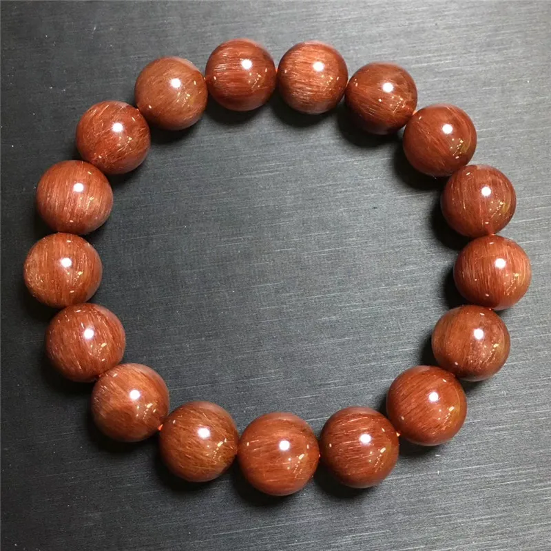 

11.7mm Natural Red Hair Rutilated Quartz Crsytal Bracelet Women Men Energy Stone Love Gift Round Beads Fashion Bracelet Jewelry