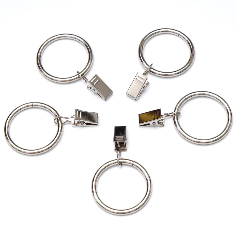 

3.5cm Silver Metal Curtain Rings with Clips Hanging Clamp Ring Drapery Clips