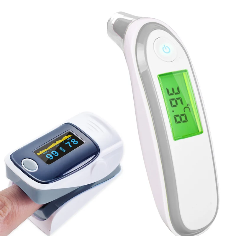 

KIUZOU Medical health Care Infrared Thermometer Baby Adult Ear oximeter Fingertip SPO2 Pulse De Pulso De Dedo LCD Digital