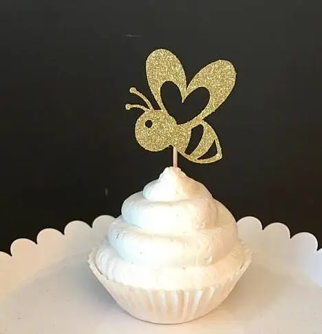 

glitter GOLD Mommy to Bee gender reveal birthday cupcake toppers baptism Christening BABY SHOWER party decoration doughnut picks