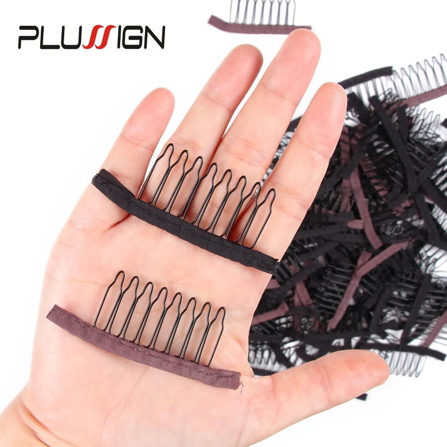 Cheap 10 Pcs Black Brown Color Wig Combs Clips Convenient For Hair Full