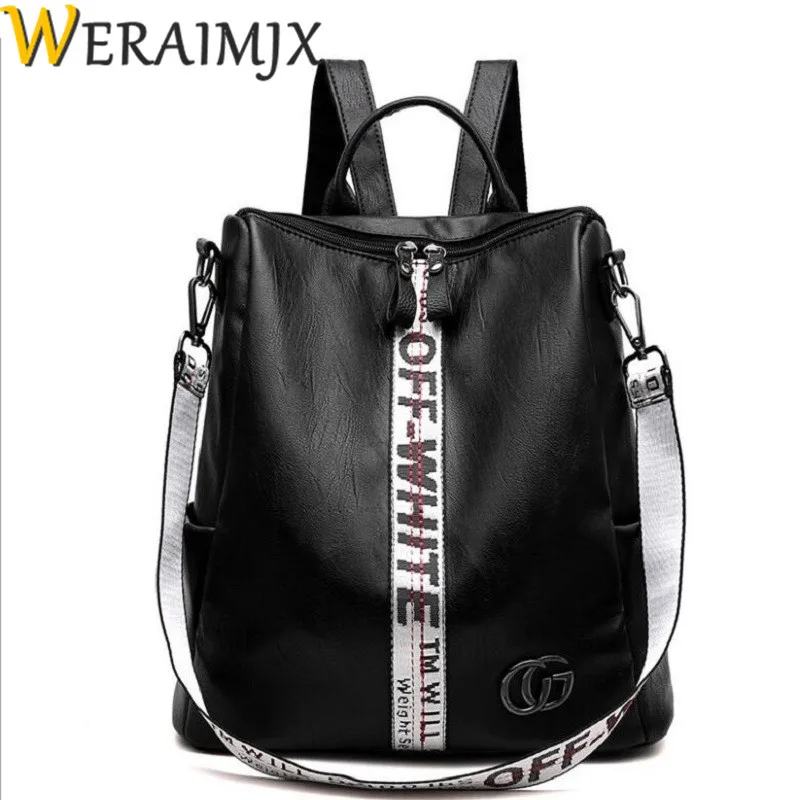 

WERAIMJX Women Backpack PU Leather Backpacks Style Shoulder Bag Casual Brand Design Backpack CrossbodyBag Softback Sac MJ286