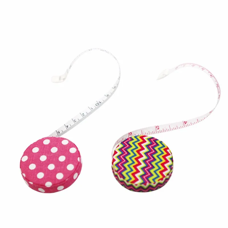 Fashion Fabric Covered Ruler Soft Tape Measure Women Portable Pocket Plastic Tapeline 60 inch 1.5M Fabric Crafts Sewing Tools  (5)